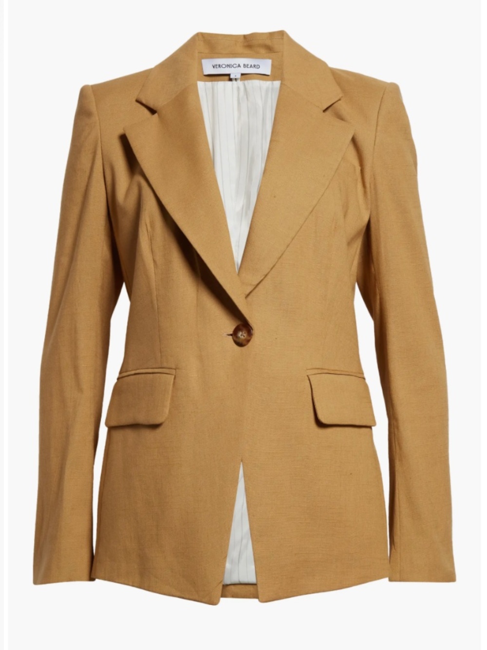 Veronica Beard Hayward Linen Blend Dickey Blazer Jacket Desert Khaki Size 6